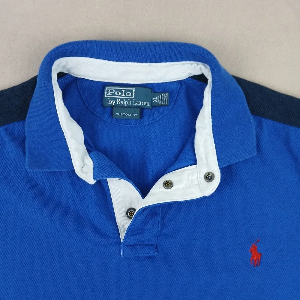VTG Polo Ralph Lauren XL Mens Polo Shirt Custom Fit FLAW‎ 23x26